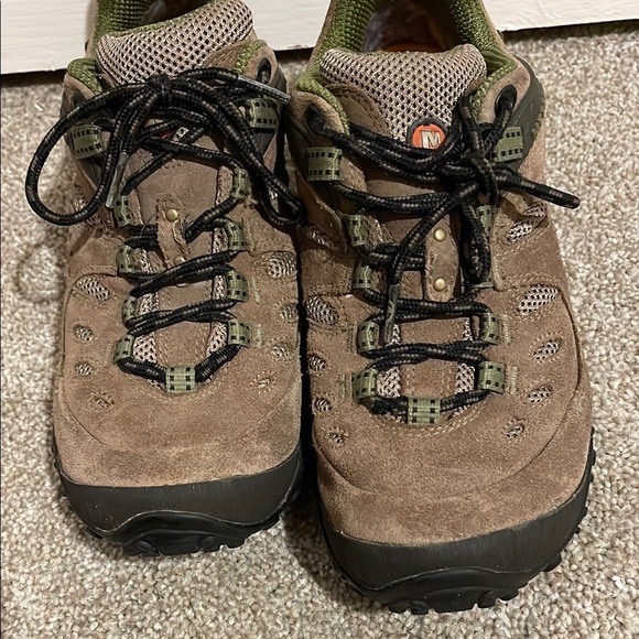Merrell Brown and Green Athletic Shoes Hiking Boots - Picture 3 of 11